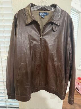 Polo Ralph Lauren Brown Leather Men’s Bayville Jacket size Large